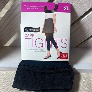 NEW NO NONSENSE CAPRI TIGHTS WITH LACE DETAIL SIZE XL 90s STYLE GREAT LAYERING